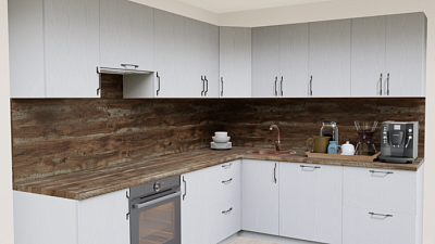 Кухня угловая Ипе морская пена